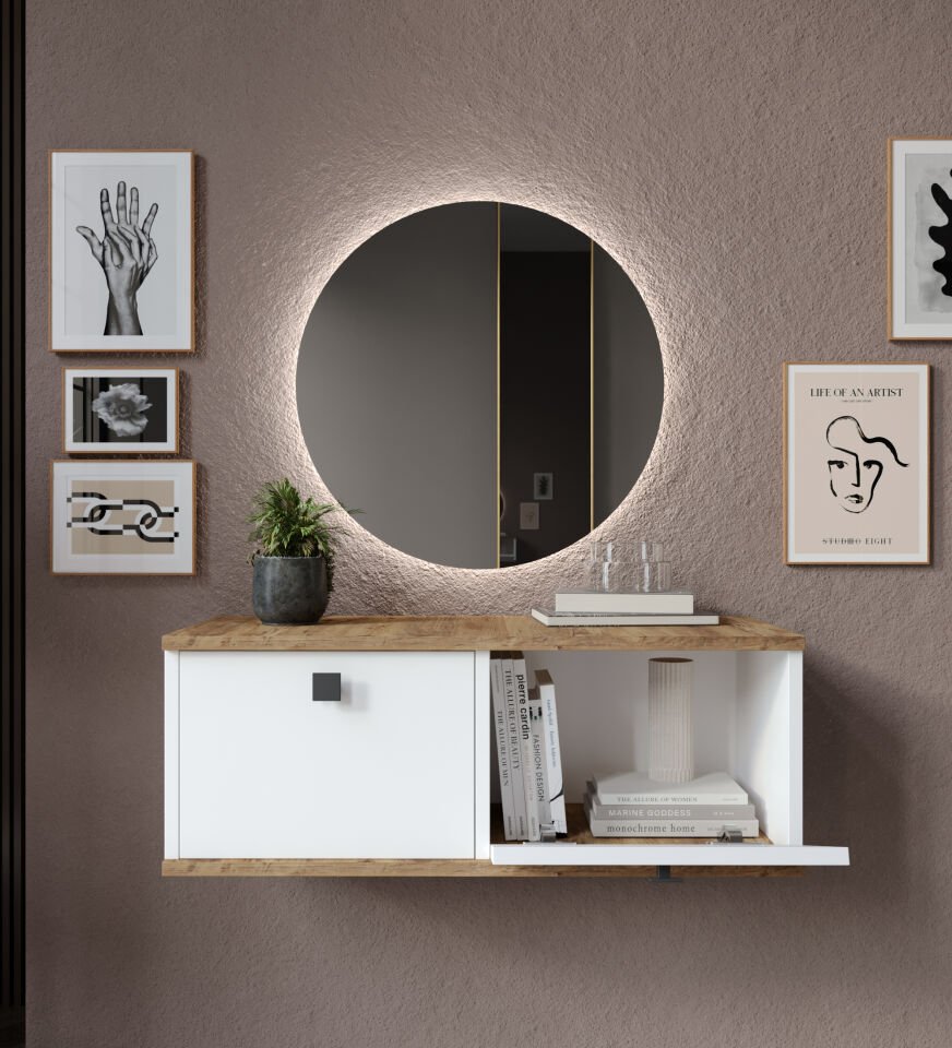 Afilli Lotus Dresuar Tamamı MDF (Led Aynalı )