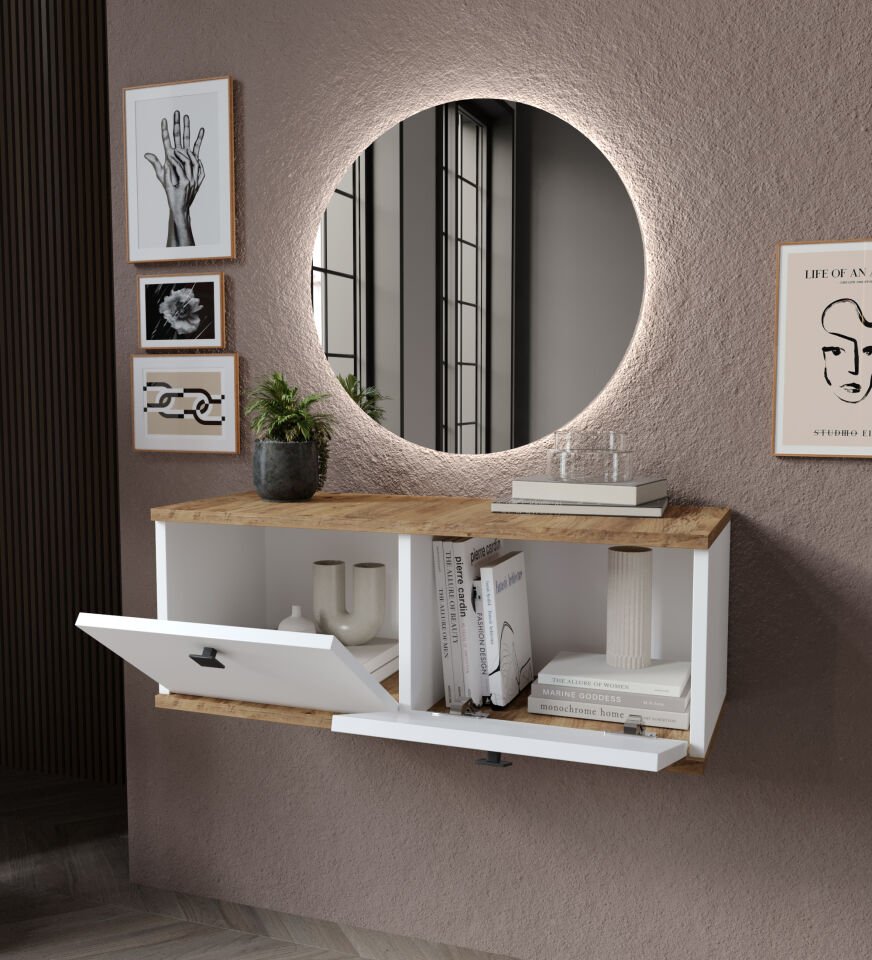 Afilli Lotus Dresuar Tamamı MDF (Led Aynalı )