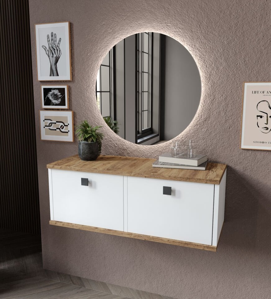 Afilli Lotus Dresuar Tamamı MDF (Led Aynalı )