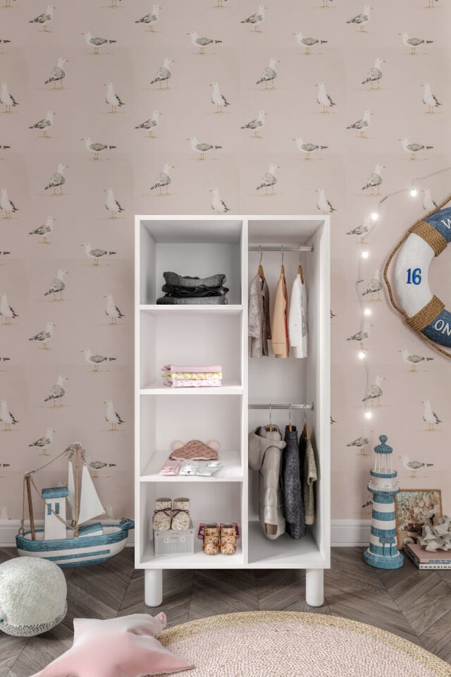 Afilli Gemici Oval 2 Kapaklı Dolap Tamamı Mdf Pembe