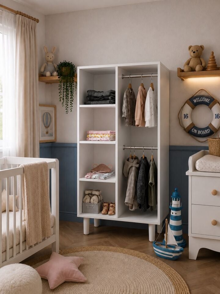 Afilli Gemici Oval 2 Kapaklı Dolap Tamamı Mdf Mavi Kulp